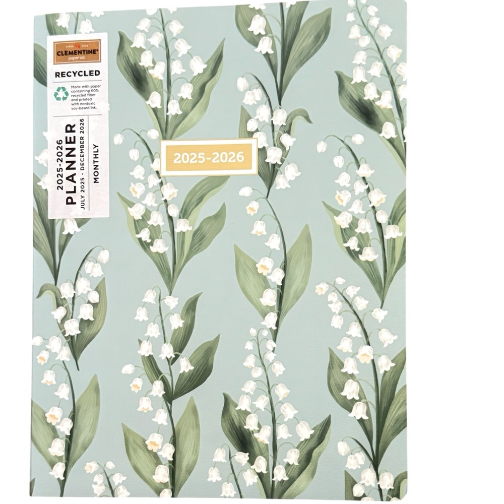 💕 2025-2026 CLEMENTINE Paper inc 18 Months Monthly Planner Calendar Flower GREEN